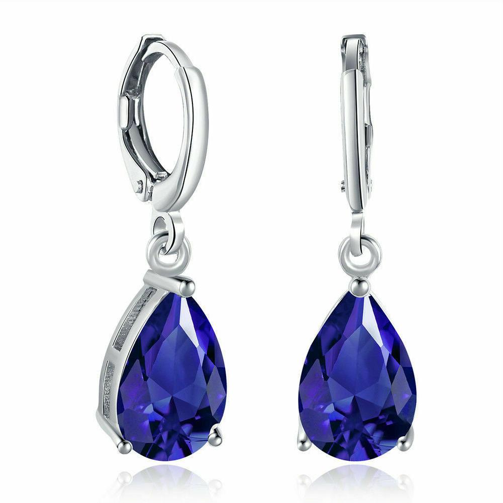 zaffiro blu swarovski pera pendenti matrimonio orecchini