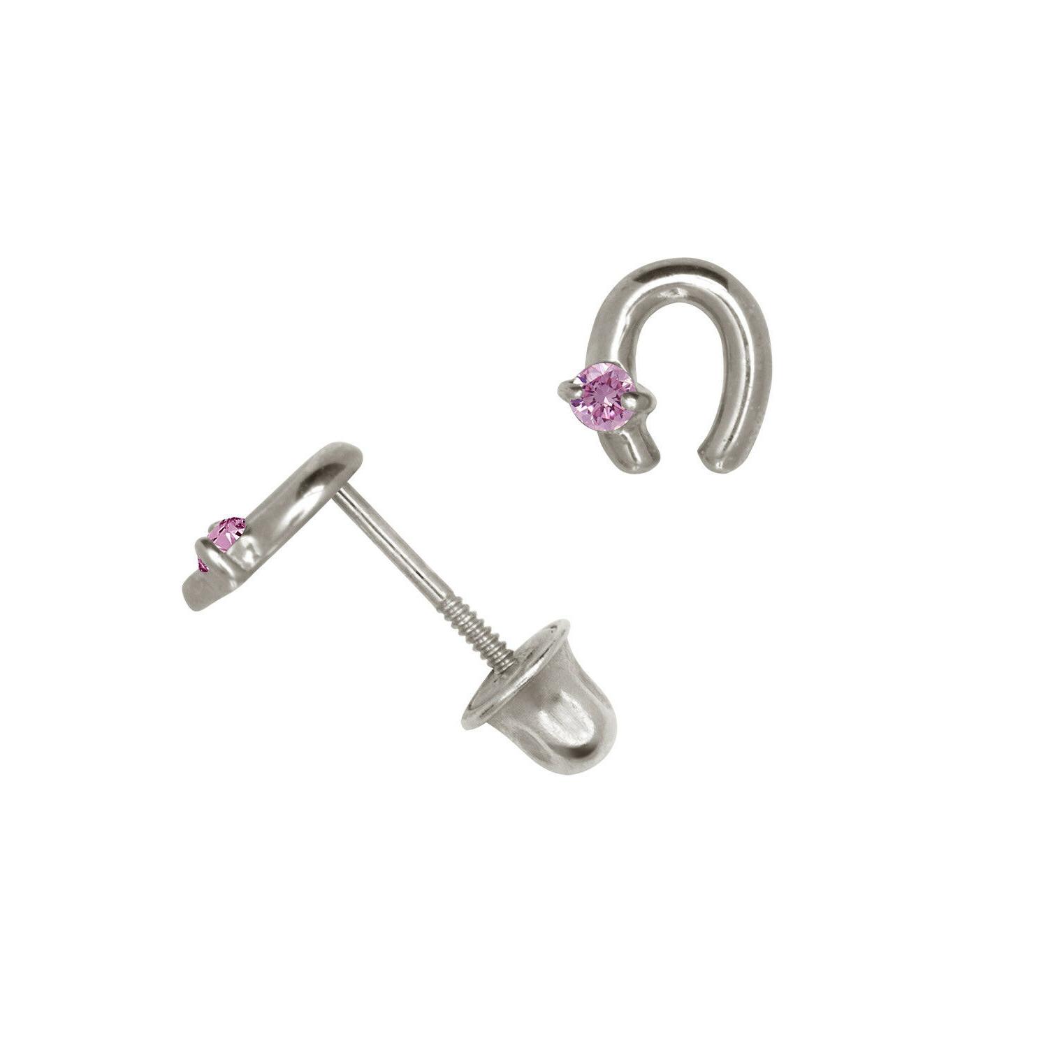 zaffiro rosa ferro di cavallo orecchini a