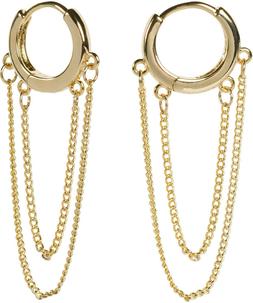 Set Con 2 Catene Orecchini Orecchini Hoops Orecchini Or