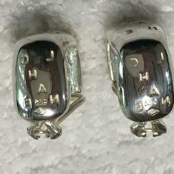 CHANEL Logo Argento 925 Clip-On Orecchino Se-09 