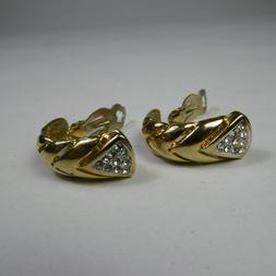 Donna A Clip Placcati Oro Con Brillanti Brillantini Vintage 