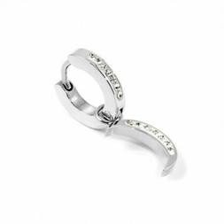 MARLU&rsquo; MONO ORECCHINO CERCHIO PENDENTE LUNA CRISTALLI BIAN