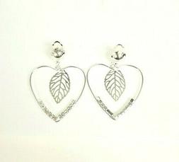 Massiccio Stile Vintage Bling Clip Pendente Piuma Forma Cuor