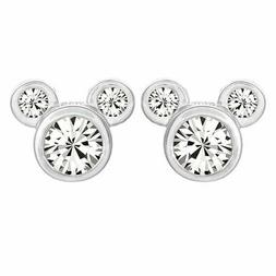 Mickey Mouse T&ecirc;te Boucles D'Oreilles Clous Argent Massif