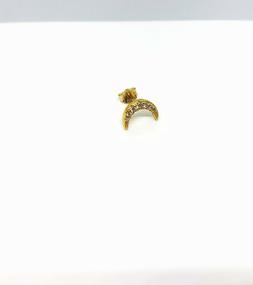Earrings Gold Argento Zirconi Bianchi Luna
