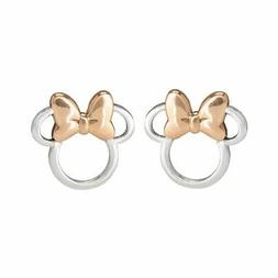Minnie Mouse T&ecirc;te Boucles D'Oreilles Clous Argent Massif