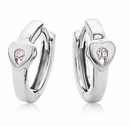 Miore Orecchino per Bambina Cerchio Argento 925 Cuore