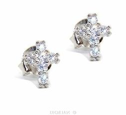 Donna Uomo Argento 925 Zircone Bianco Brillante Croce