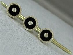 Moderno Diamante Onice Nera 14K Y Oro Rotondo Uomo Gemelli C