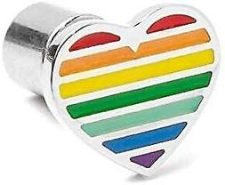 Mono Orecchino a lobo in acciaio con cuore arcobaleno dimens