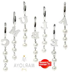 Mono orecchino con iniziale e perle in argento 925, pendente
