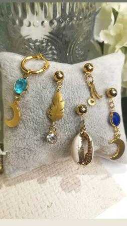 Mono orecchino hoops acciaio pietra e luna stella B-STRONG A