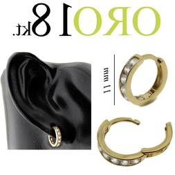 mono orecchino uomo ORO GIALLO 18kt. cerchio anello zirconi 