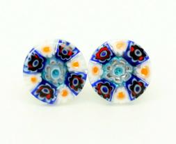 Rosa Blu Bianco Rosso Millefiori Mano Veneziana