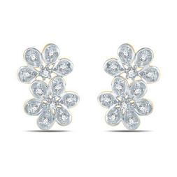 14k Oro Bianco Fn 925 Argento Sterling Doppio Fiore Cut