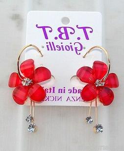 Con Fiori Cristallo Cerchi Oro Da Donna Eleganti Pendenti Ro