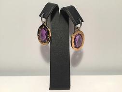 New - Pendenti Earrings - Steel & Ametista - Acciaio E Ameti