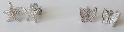 Donna Vero Argento 925  Strass Farfalla Stella