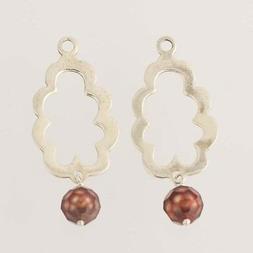 290605pco Marrone Sfaccettato Perlato Argento Sterling