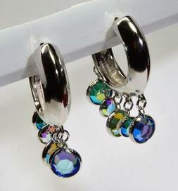 Nuovo Marchiato Cigno Argento Verde Blu Pendente Swarovski C