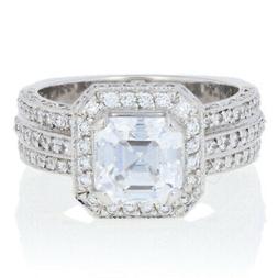 Halo Anello 18k Oro Euro Stelo Fidanzamento 7mm Centrale W/ 