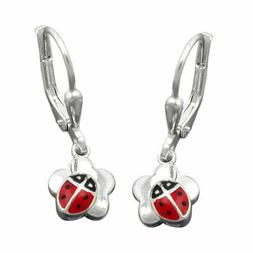 Pendenti 24x8mm Coccinella Sur Fiore Argento 925