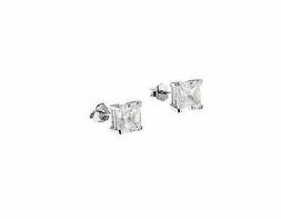 Argento Uomo Donna Punto Luce Diamante Bianco Quadrato