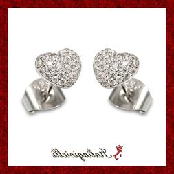 Orecchin Cuore Pav&egrave; Gioielli Donna in Argento 925 rodiato O