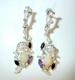 925 Argento Welo Voll-opal+ametista+granato - Nuovo 48 Mm Lu