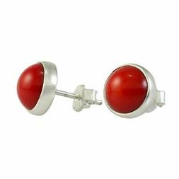 A Bottone Donna In Argento Sterling 925 Con Corallo Rosso Na