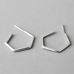 A Bottone Esagonali Geometrici Semplici In Argento 925 Con G