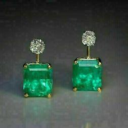 A Bottone Solitario Con Diamanti E Smeraldi Verdi Da 2,00 Ct