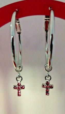 orecchini a cerchio 12mm con ciondolo croce