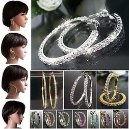 A Cerchio Argento Placcato Oro 3-8cm Con Strass Gioiello Don