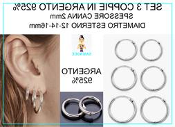 A Cerchio Cerchietto Uomo Donna Argento 925%set Da 2mmx12-14