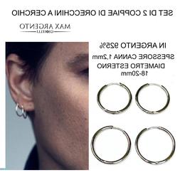 A Cerchio Cerchietto Uomo Donna Argento 925% 2 Coppie  1,2 X