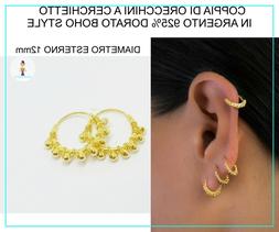 A Cerchio Cerchietto Uomo Donna Argento 925% Dorati Pallini