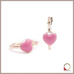 A Cerchio Con Cuore In Oro Giallo 14 Kt Da Bambina Con Smalt