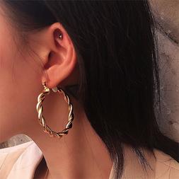 A Cerchio Con Onda Donna Argento Dorato Cerchio Grande R115