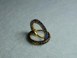 A Cerchio Donna Argento 925 Placcato Oro Con Zirconi Blu Zaf