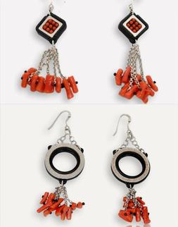 A Cerchio In Argento 925 Di Vero Corallo Rosso E Con Pendent