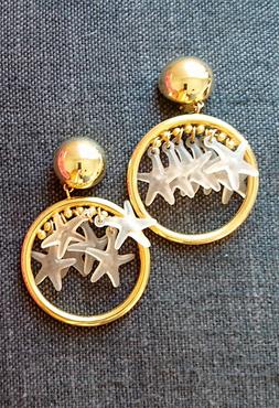 A Cerchio In Metallo Color Oro Con Stelline Rosa - Vintage A