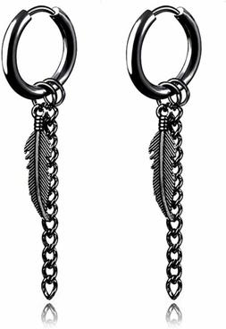 A Cerchio Unisex, Con Piuma E Nappa, In Acciaio Inox, Nero