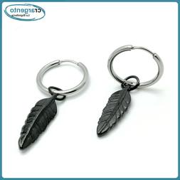 A Cerchio Uomo Con Pendente Piuma Pendenti In Acciaio Inox D