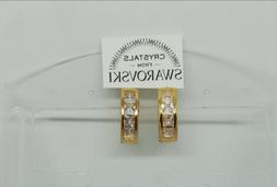 A Cerchio Uomo O Donna Oro Giallo 18 Kt Pl.cristalli Swarovs