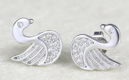 A Cigno Color Argento Con Cristallo