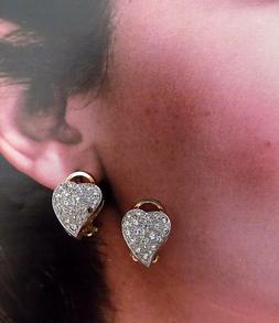A Clip Argento 925 Placcato Oro Piccoli Cuori Con Zirconi -x