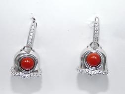 A Donna Campanella In Argento 925 Di Corallo Vero Pendenti C