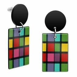 A Farfalla Pendenti Quadri Quadrato Colorato Statement 80er 