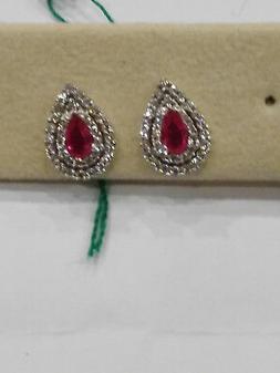 A Goccia Con Zircone Rosso, In Oro Bianco 18kt, Grammi 2,30 